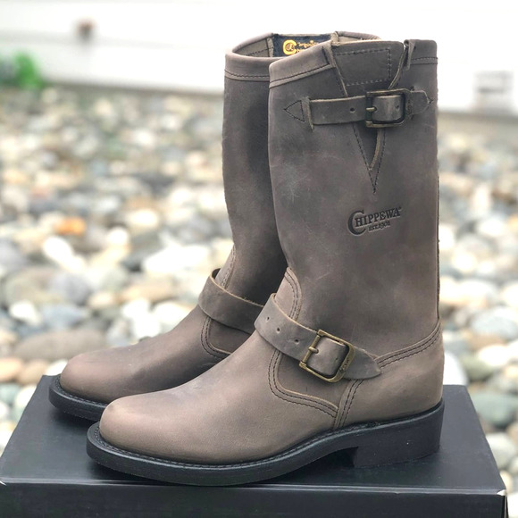Chippewa 11" Grey Crazy Horse Ladies Engineer Boot - Picture 3 of 12